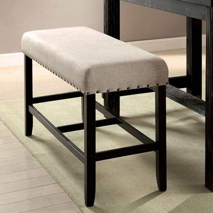 Sania Antique Black & Beige Counter Height Bench - Image 2
