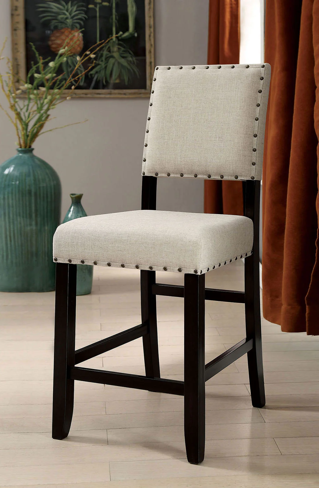 Sania Antique Black/Ivory 4 Pc. Counter Height Table Set w/ Bench - Image 4