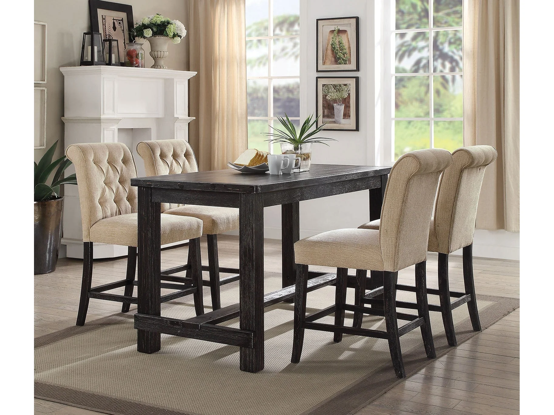 Sania Antique Black/Ivory 5 Pc. Counter Height Table Set