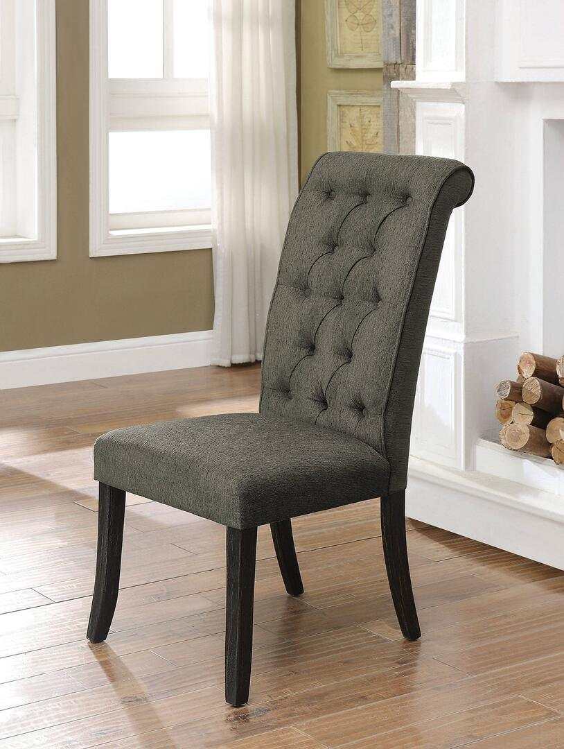 Sania III Antique Black & Gray Side Chair (Set of 2) - Image 2