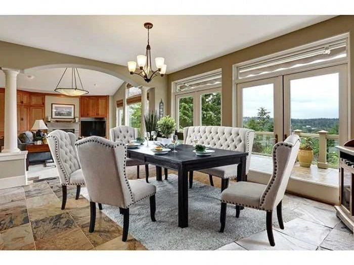 Sania III Black & Beige 6pc Dining Room Set w/ 3 Seater Bench