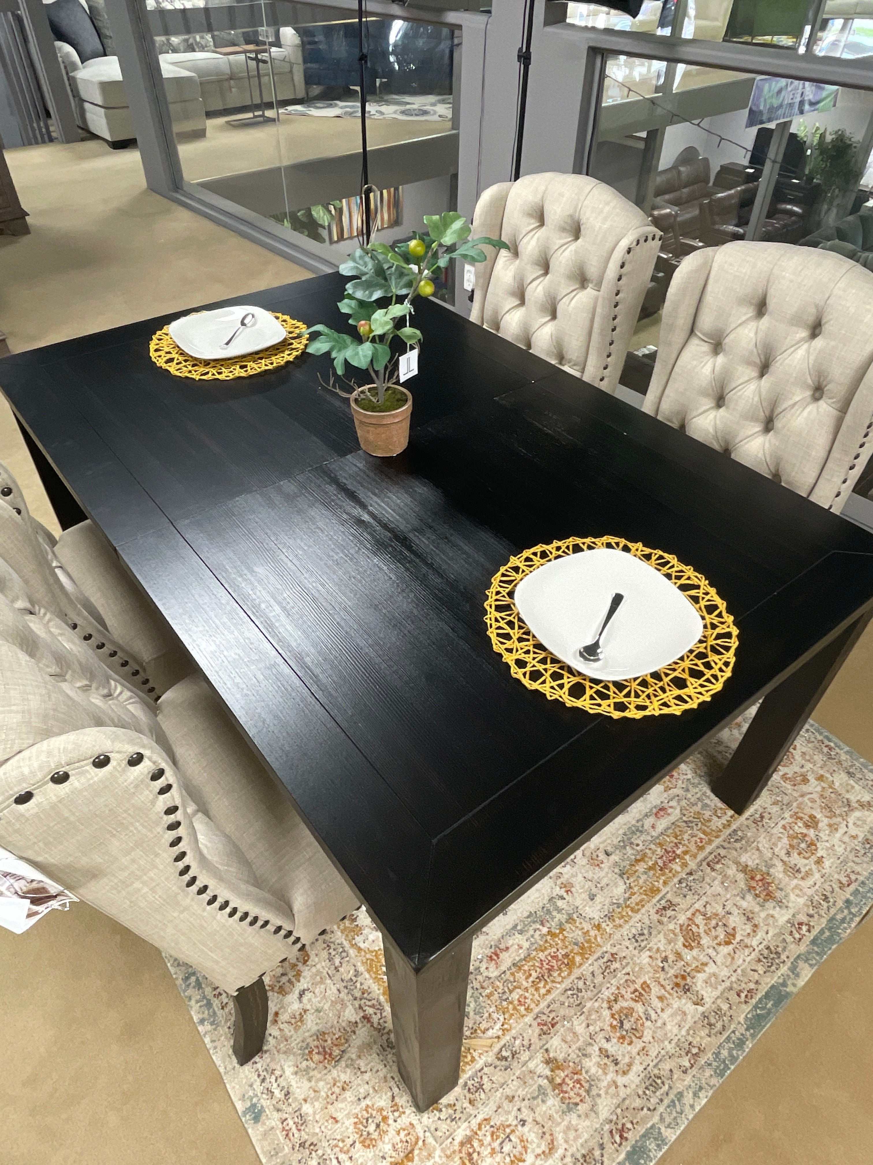 Sania III Black Rectangular Dining Table w/ 18" Leaf - Image 5