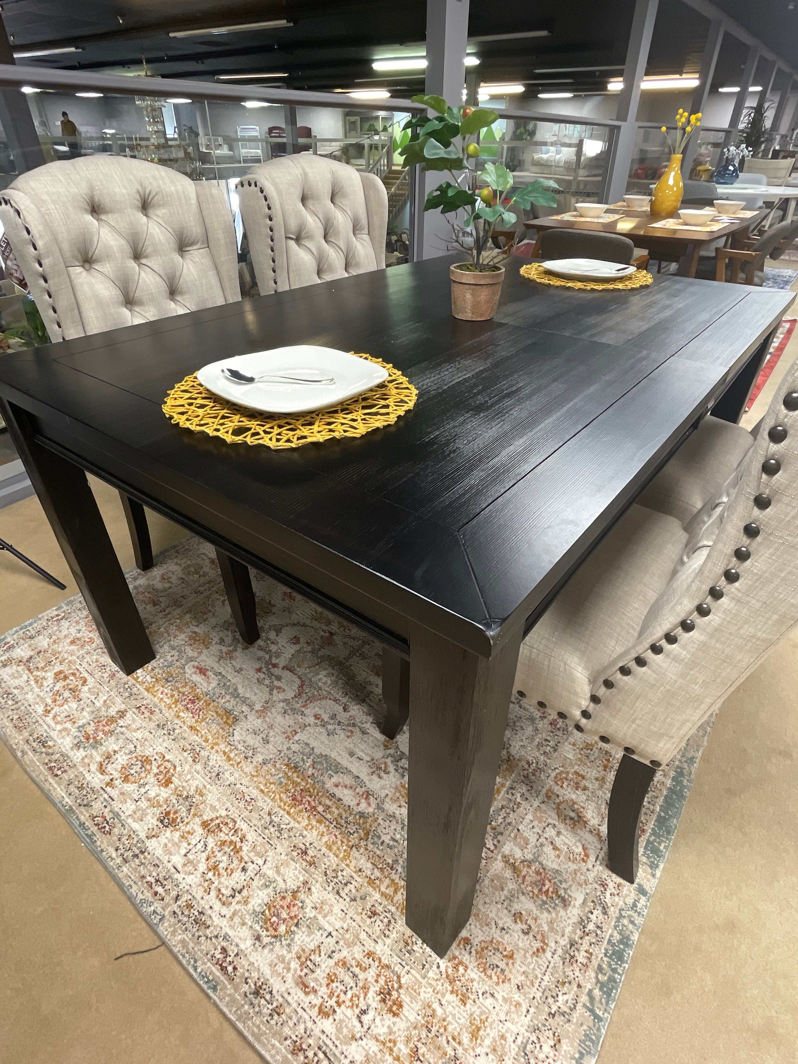 Sania III Black Rectangular Dining Table w/ 18" Leaf - Image 7