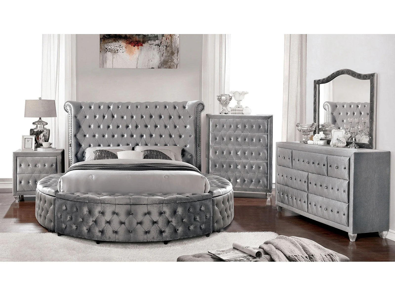 Sansom Gray 5 Pc. Queen Bedroom Set w/ Chest