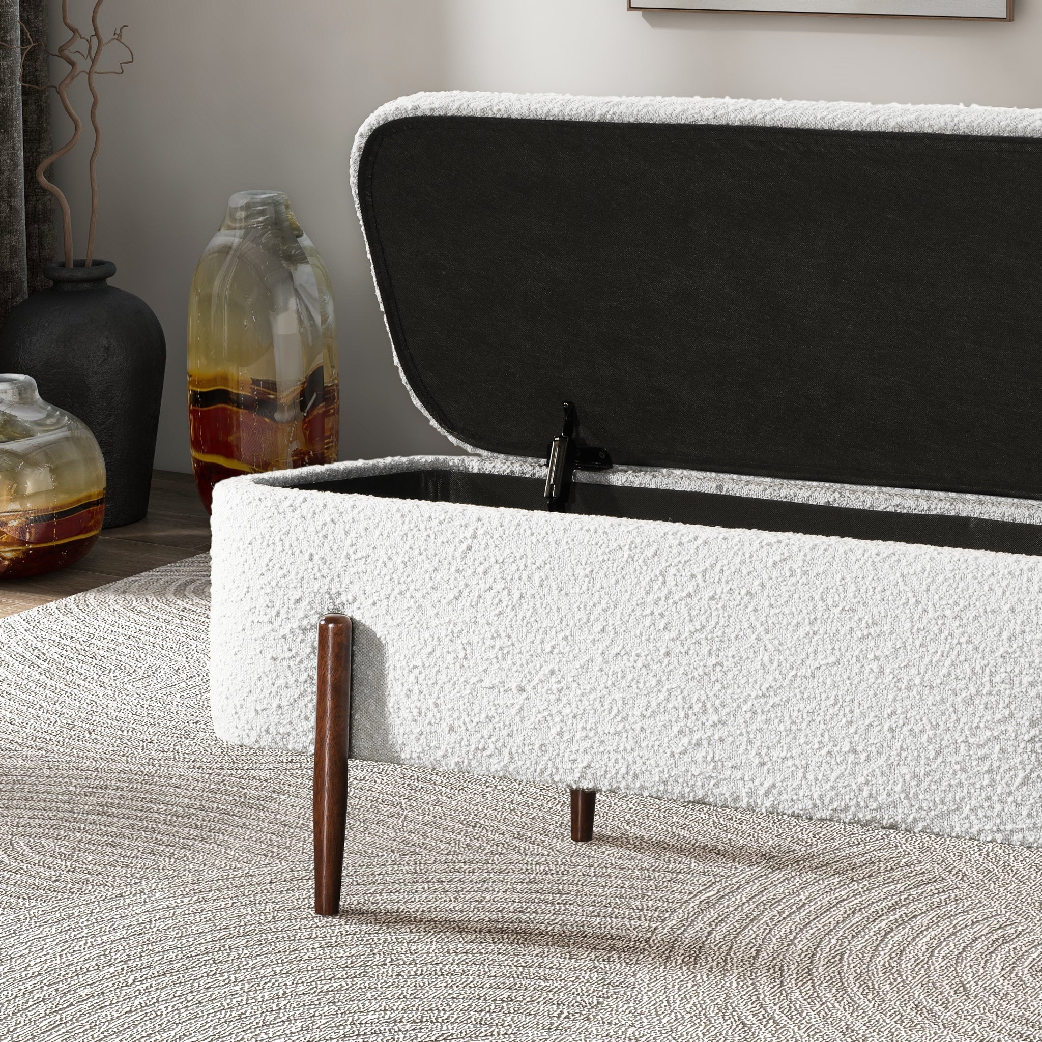 Sarna Ivory Boucle Storage Bench - Image 4