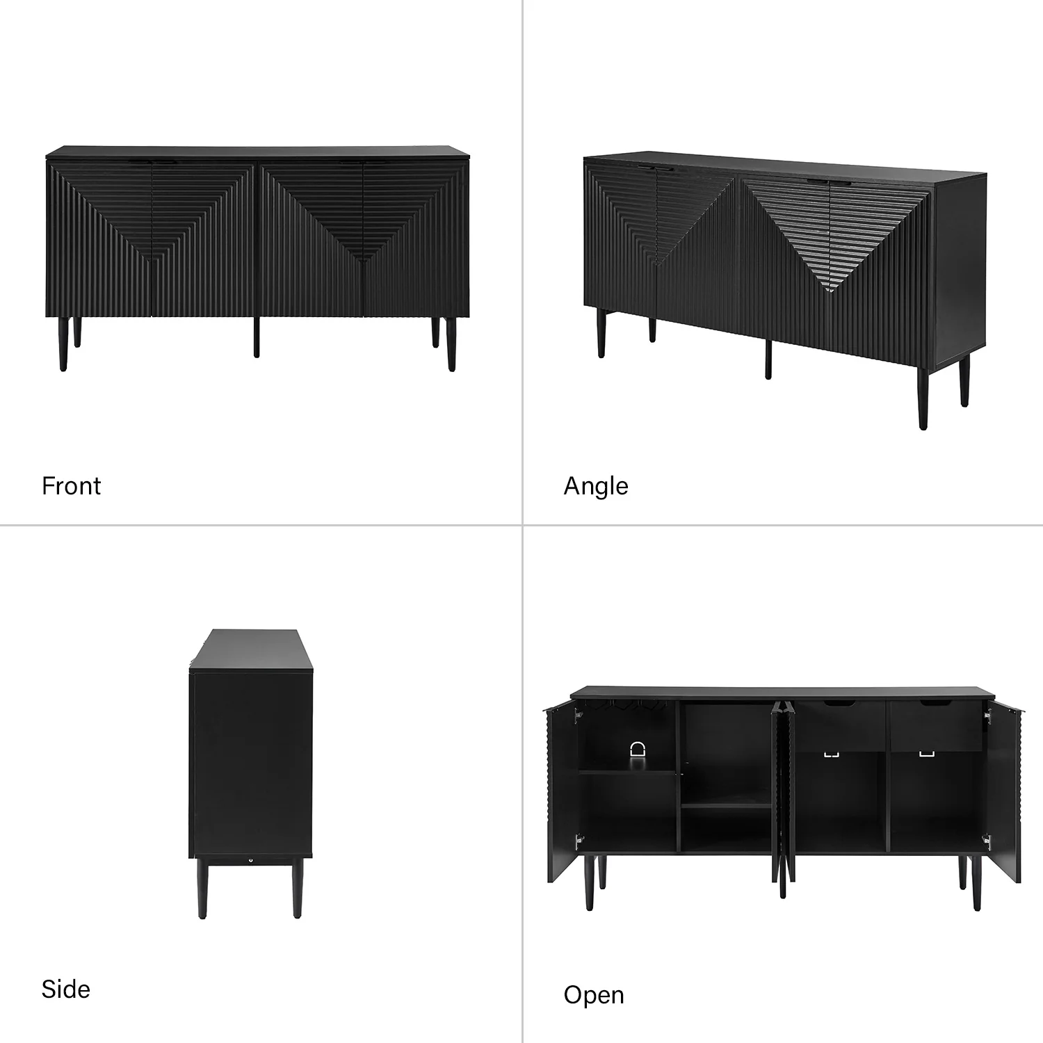 Burkart 4 Door Sideboard in Black - Image 3