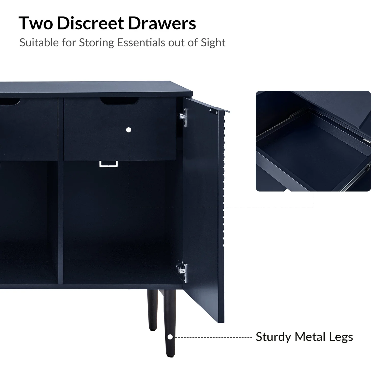 Burkart 4 Door Sideboard in Navy - Image 6