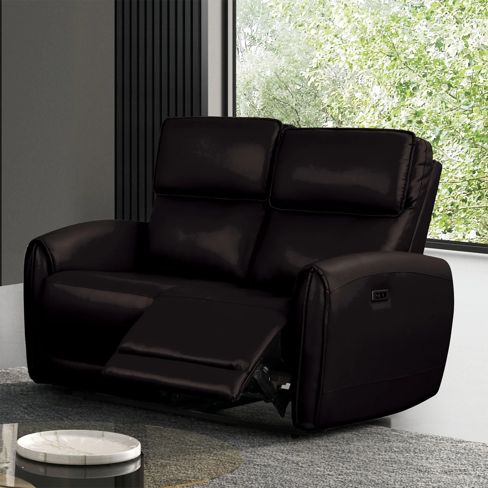 Schlieren Black Leatherette Reclining Living Room Set - Image 3