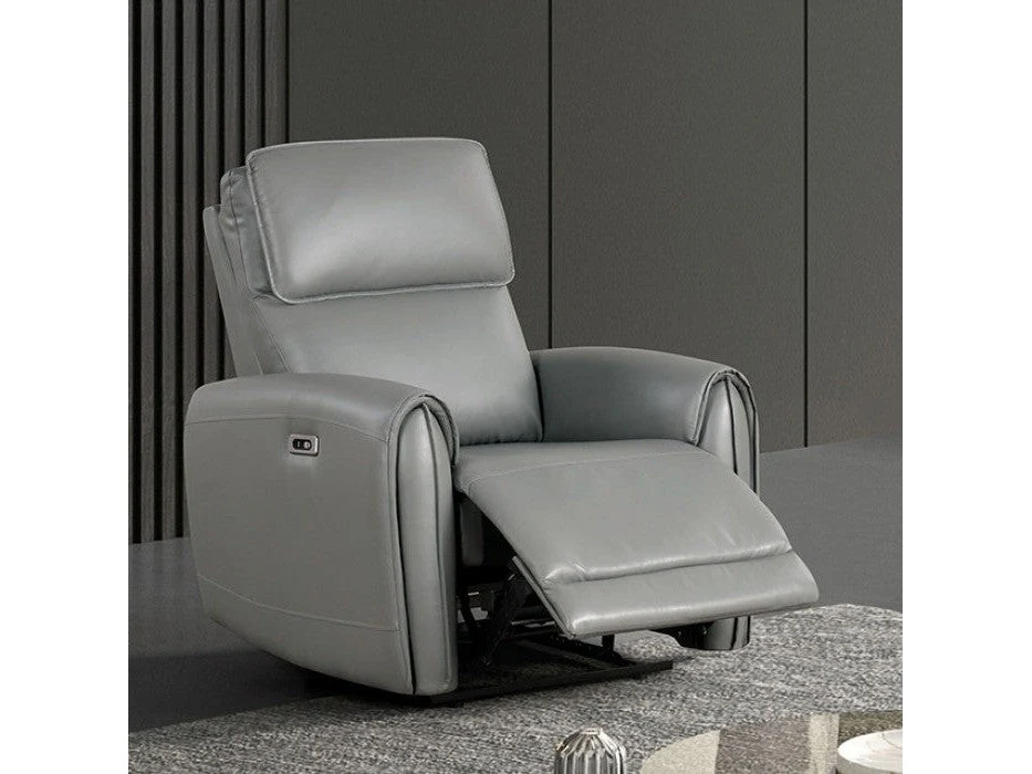 Schlieren Gray Leatherette Power Recliner