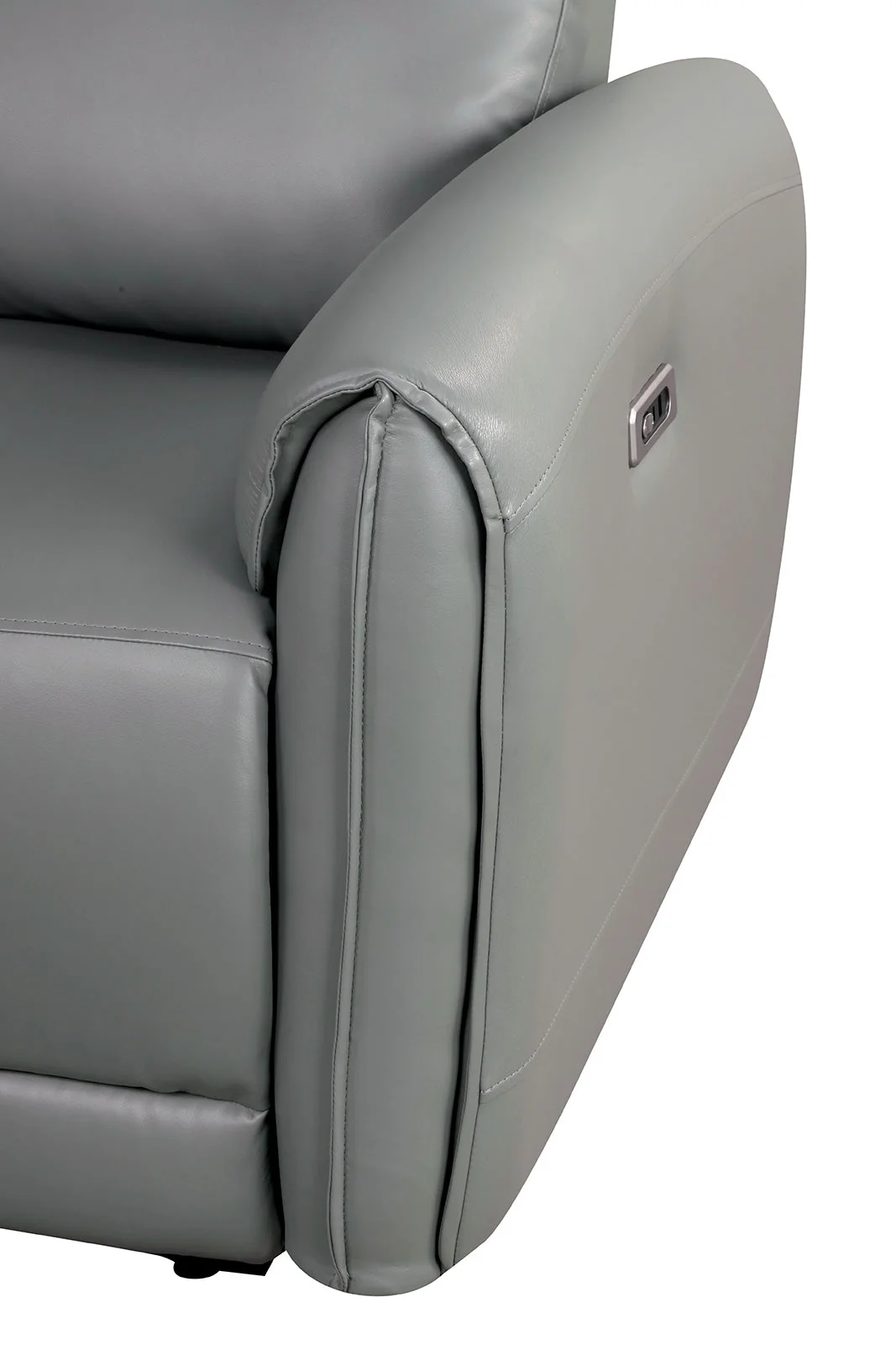 Schlieren Gray Leatherette Reclining Loveseat - Image 2