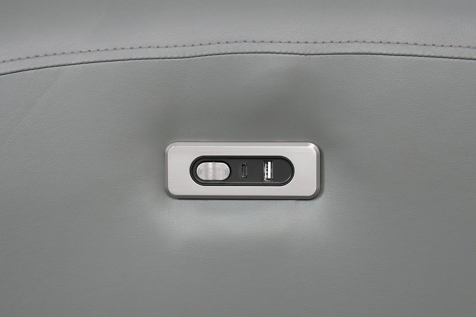 Schlieren Gray Leatherette Reclining Loveseat - Image 3