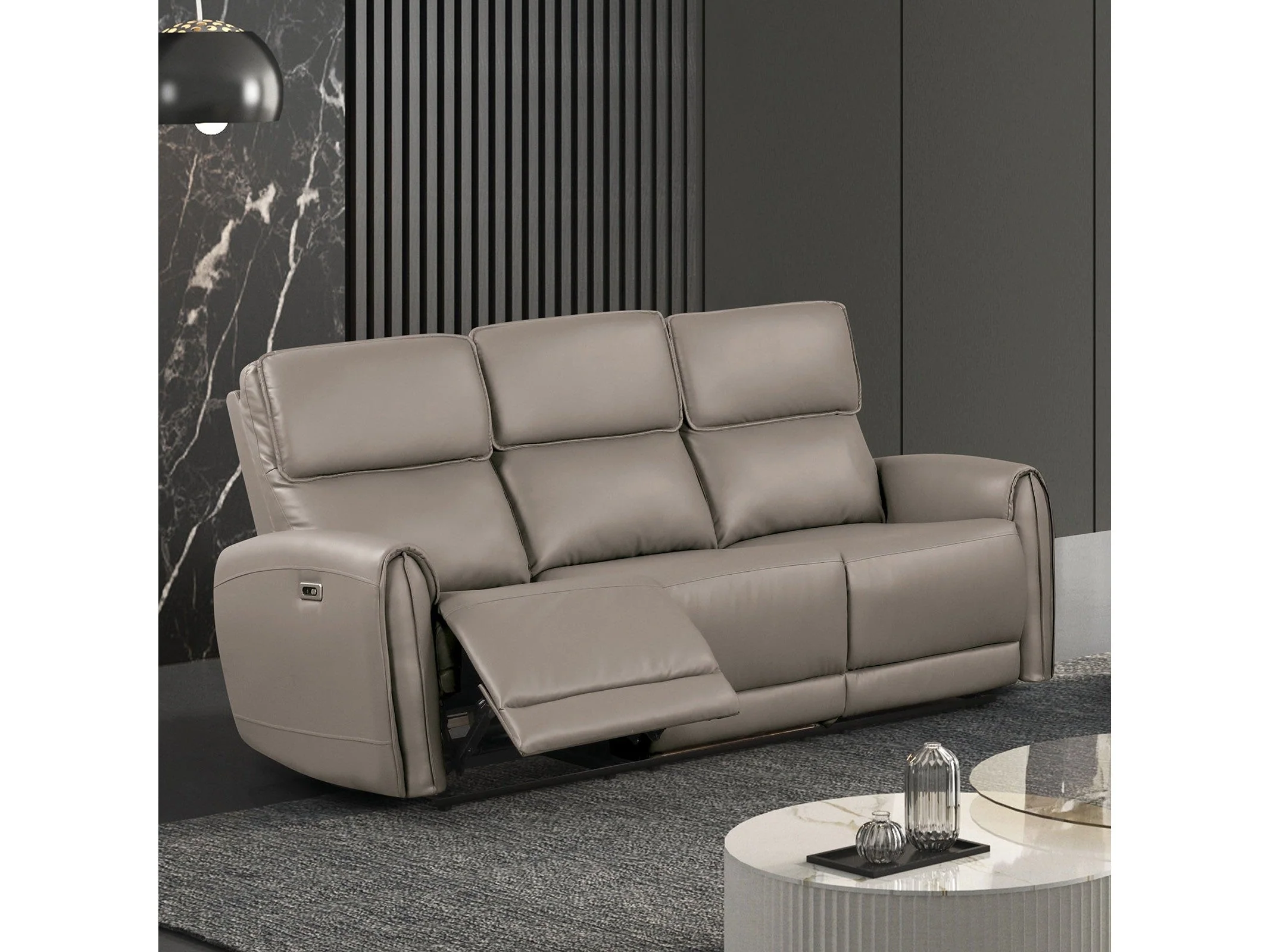 Schlieren Light Brown Leatherette Reclining Living Room Set