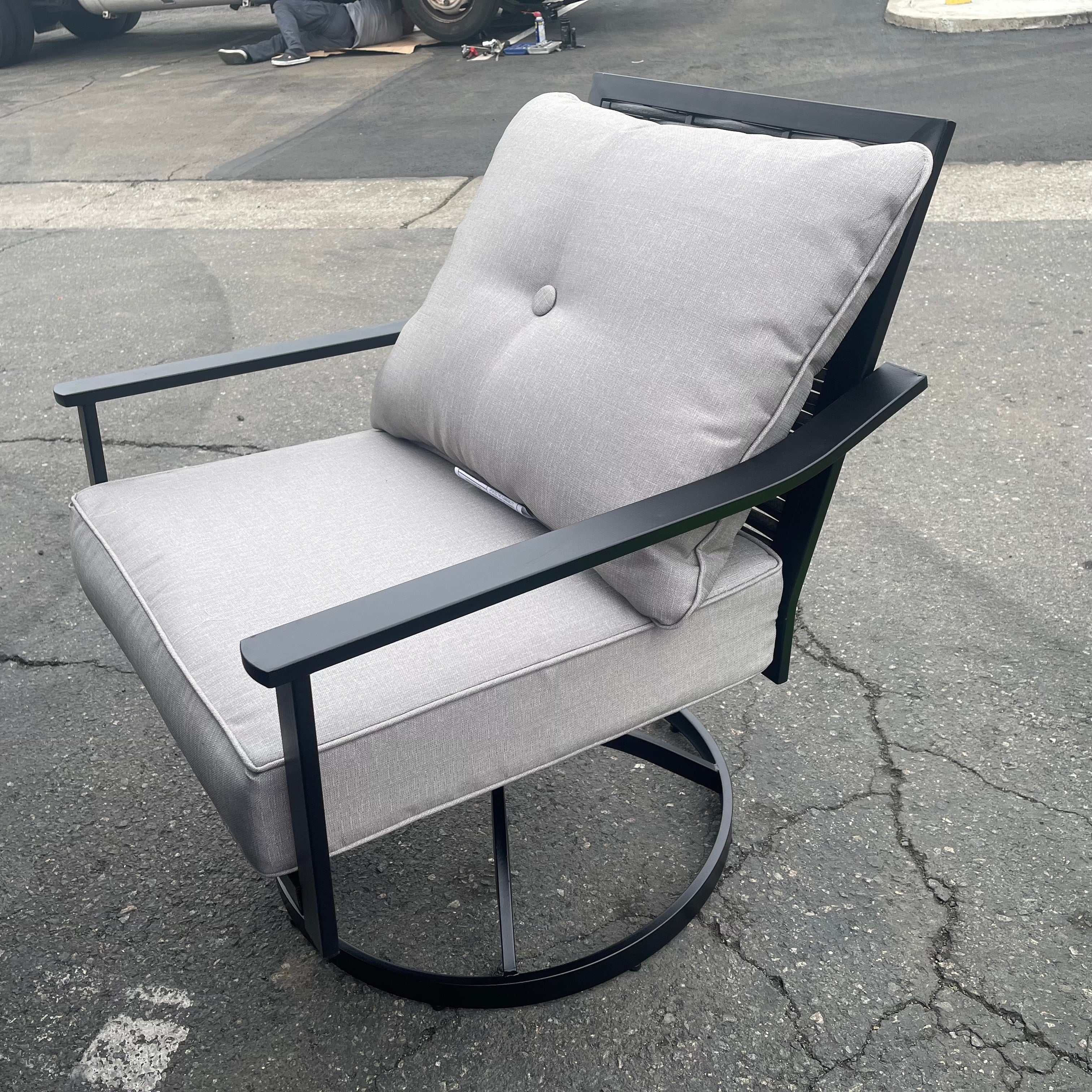 Segovia Black & Gray Swivel Chair (Set of 4) - Image 5