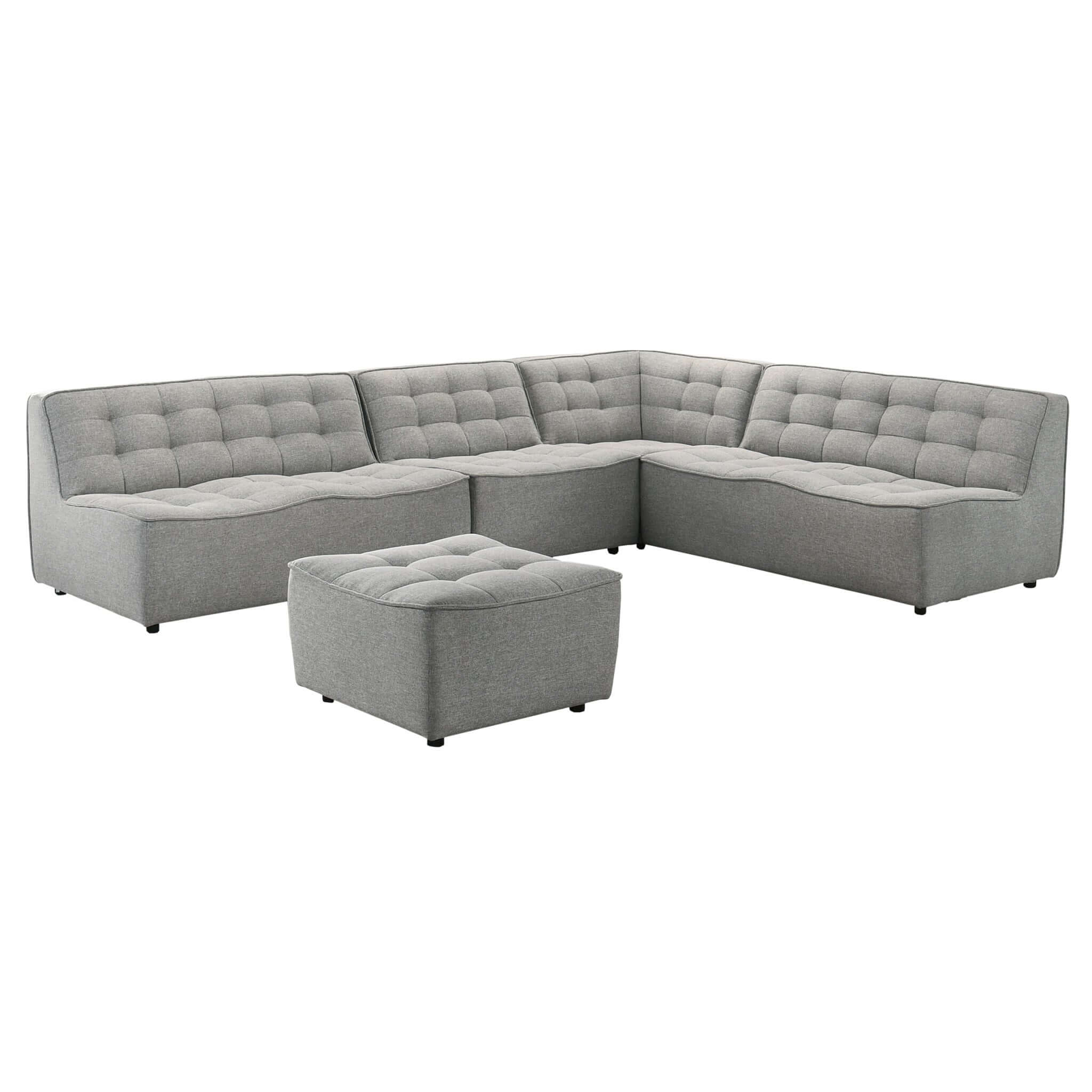 Selen Light Grey Linen Corner Sectional Sofa - Image 2