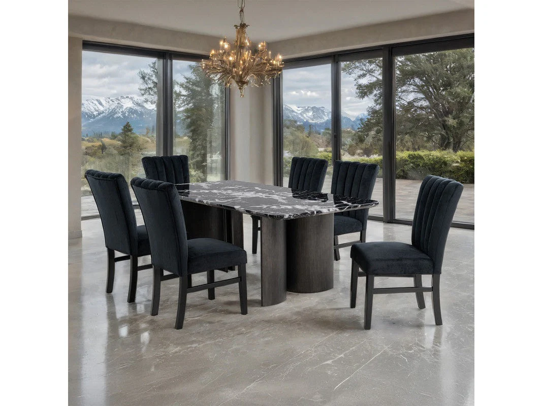 Selsey Black 7 Pc. Dining Table Set w/ Black Chair