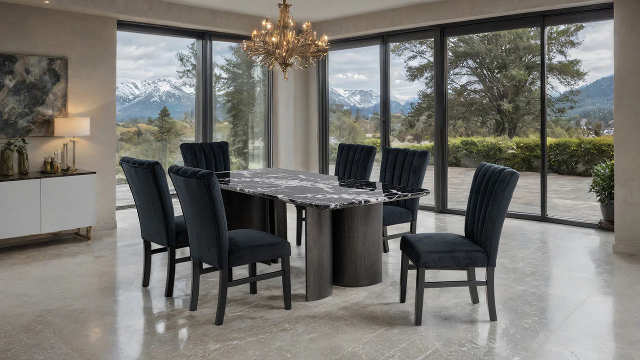 Selsey Black 7 Pc. Dining Table Set w/ Black Chair - Image 2
