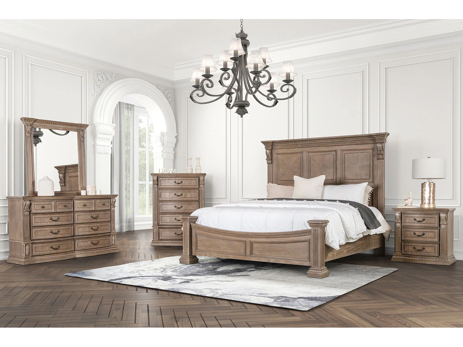 Sevenoaks Weathered Oak 5 Pc. Queen Bedroom Set w/ 2NS