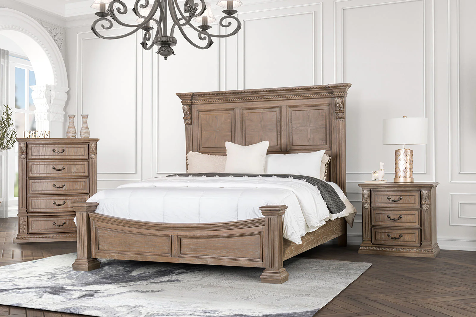 Sevenoaks Weathered Oak Queen Bed - Image 3