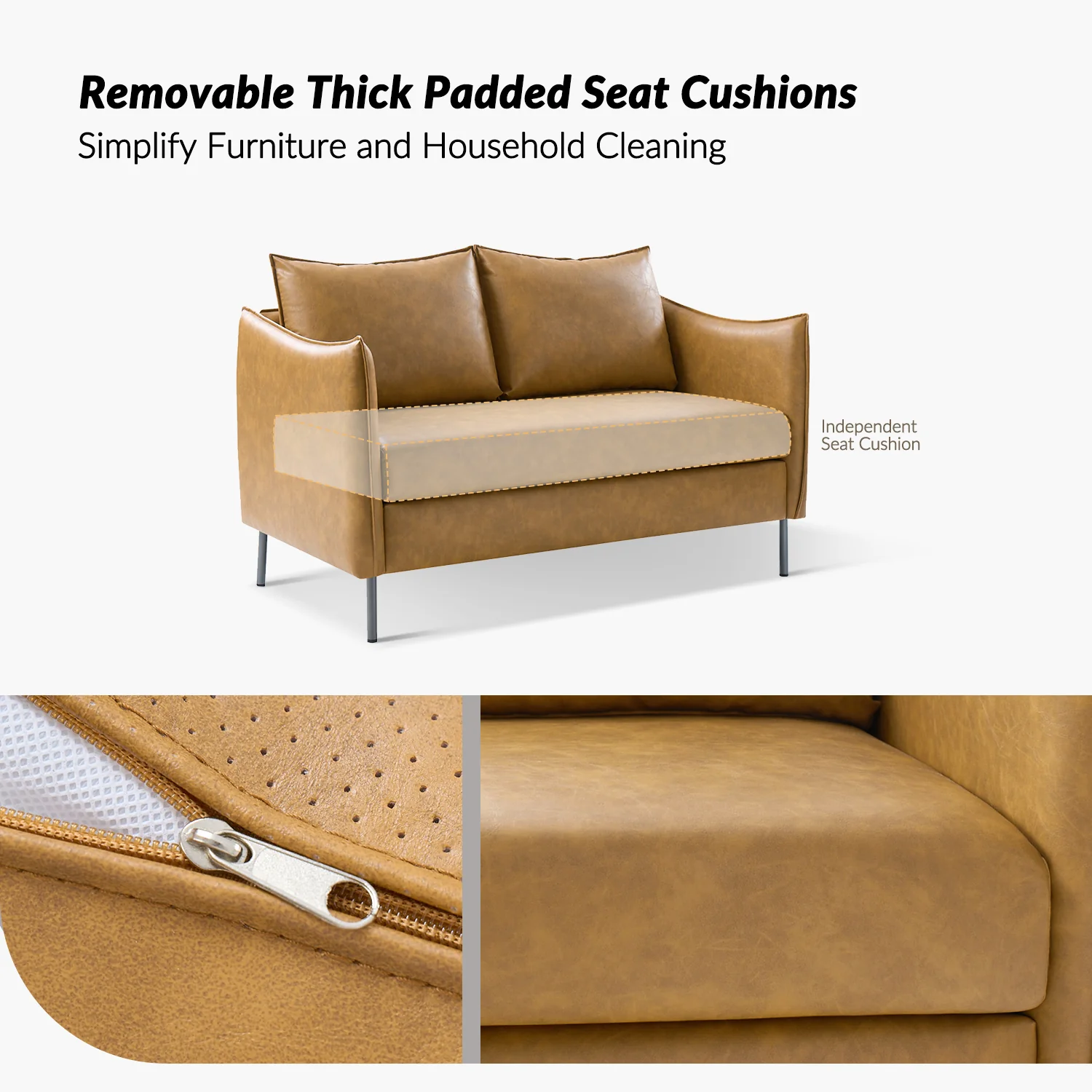 Monroe Loveseat in Camel - Image 4
