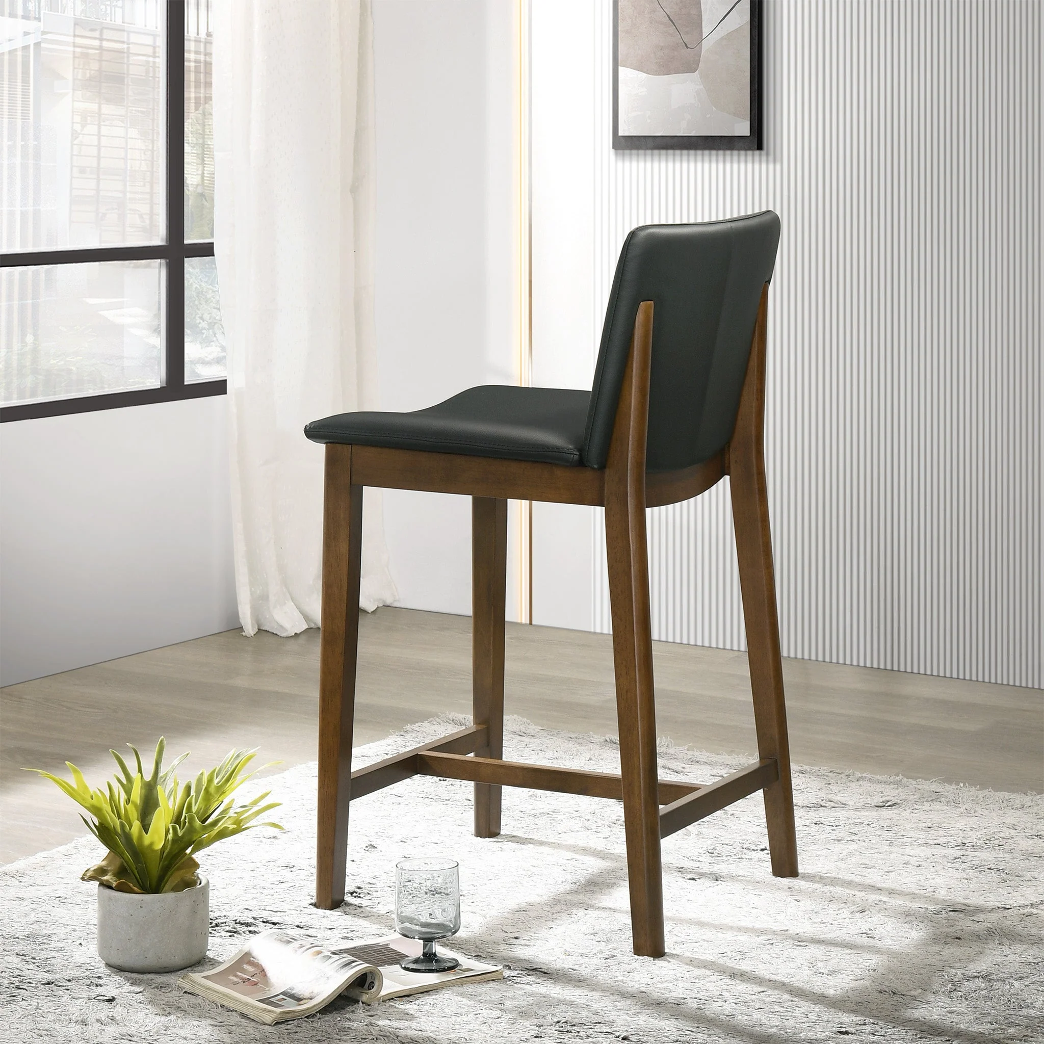 Shannon Counter Chair In Black Vegan Leather - Image 3