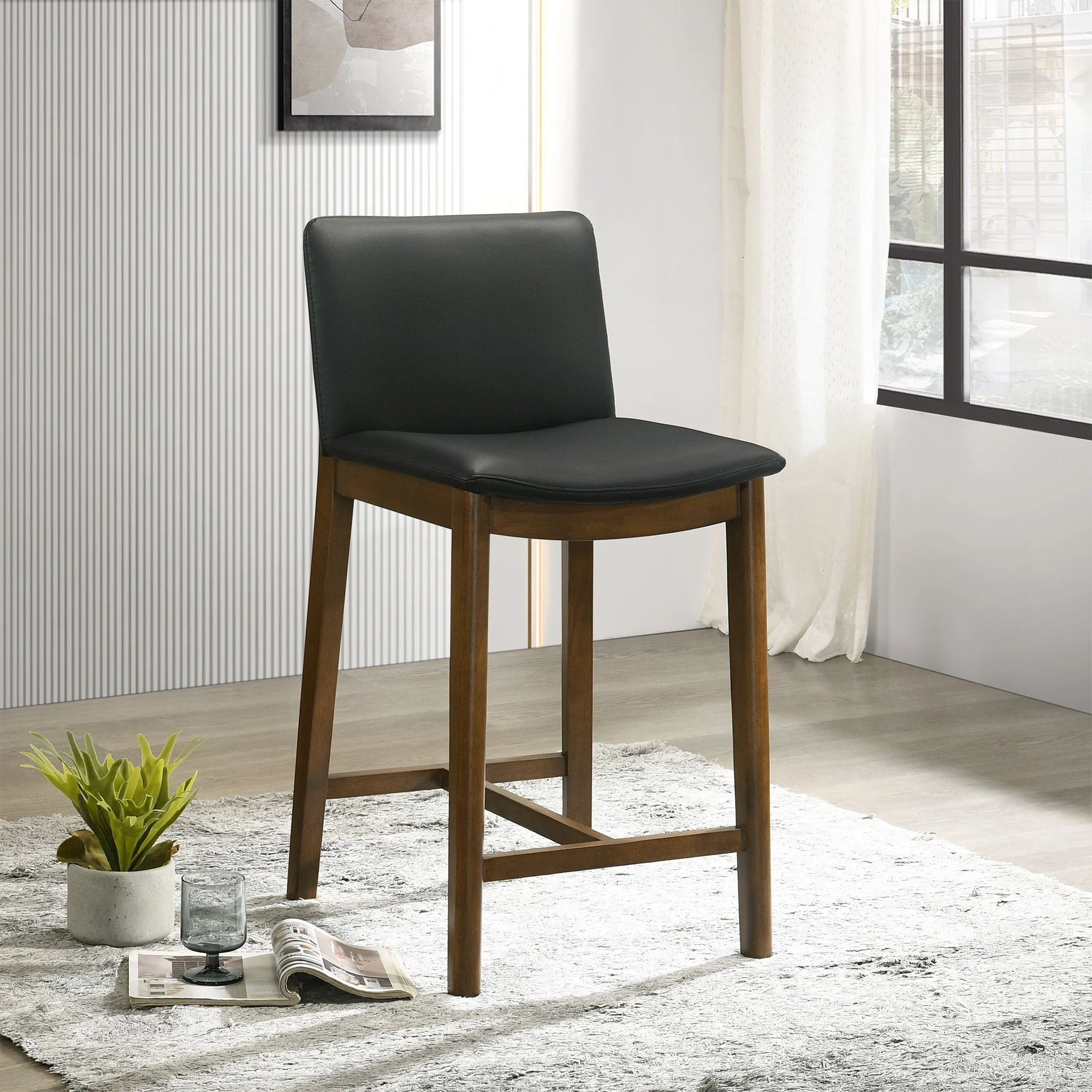 Shannon Counter Chair In Black Vegan Leather - Image 4