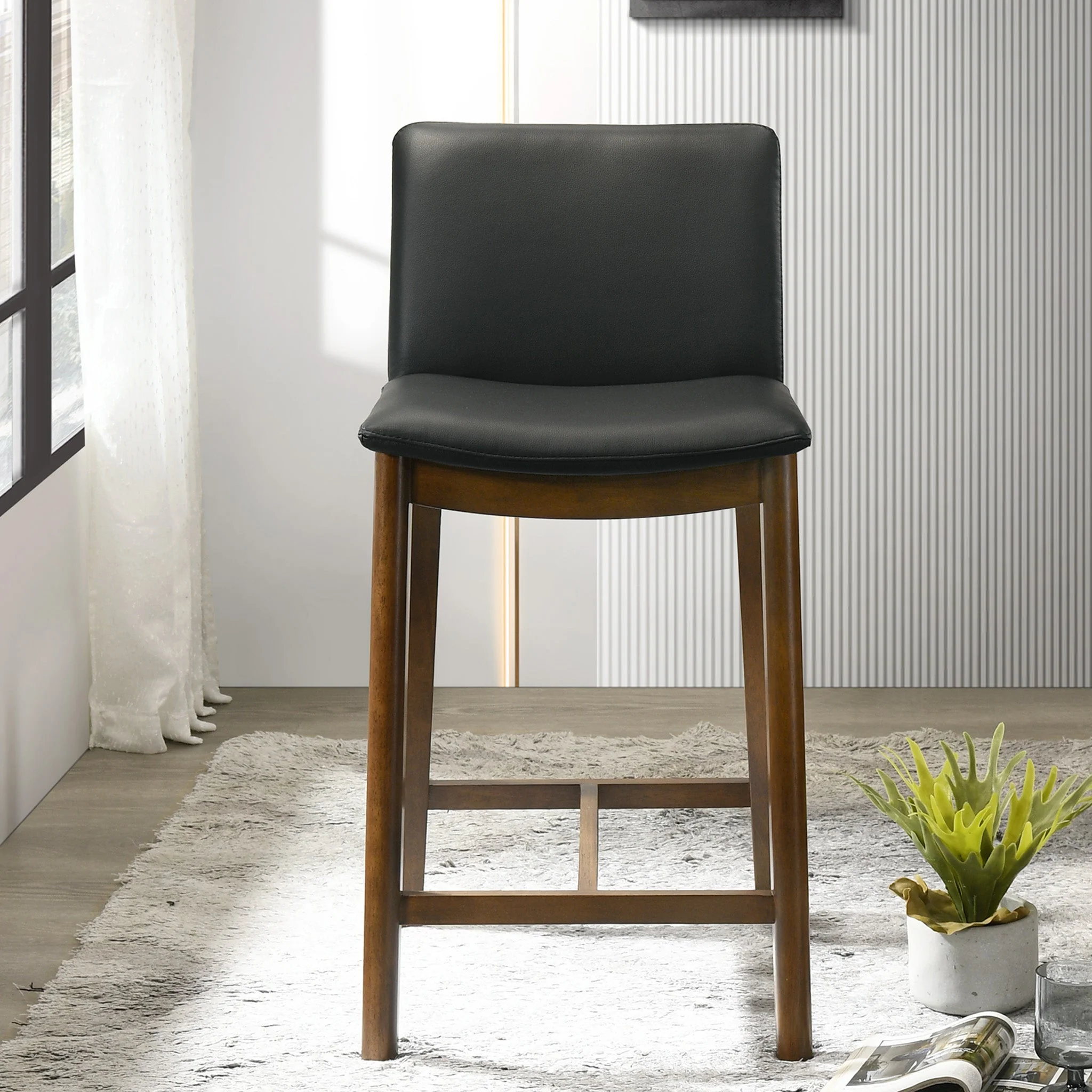Shannon Counter Chair In Black Vegan Leather - Image 5