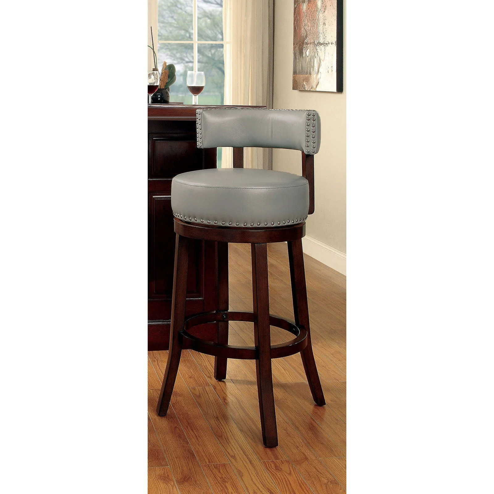 Shirley Dark Oak/Gray 29" Bar Stool - Image 2