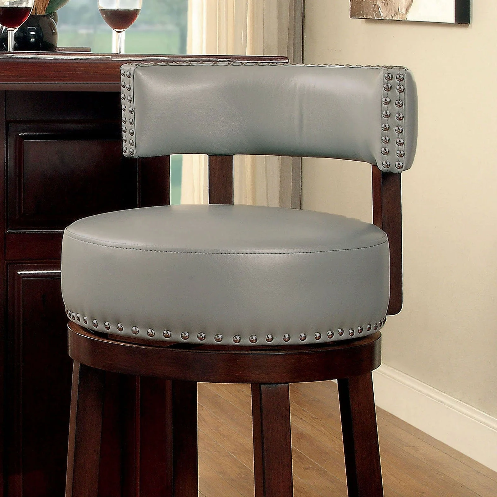 Shirley Dark Oak/Gray 29" Bar Stool - Image 3