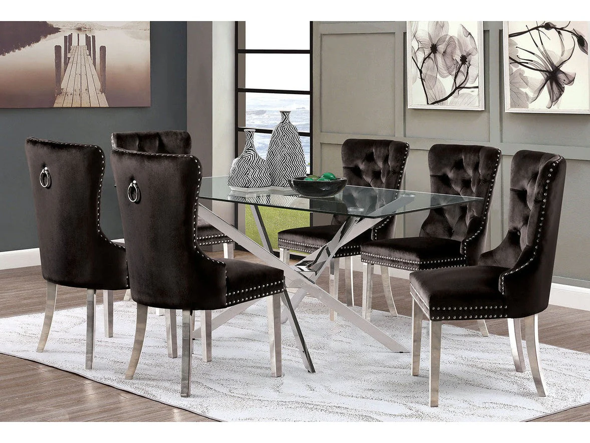 Silveria Chrome/Black 7 Pc. Dining Table Set
