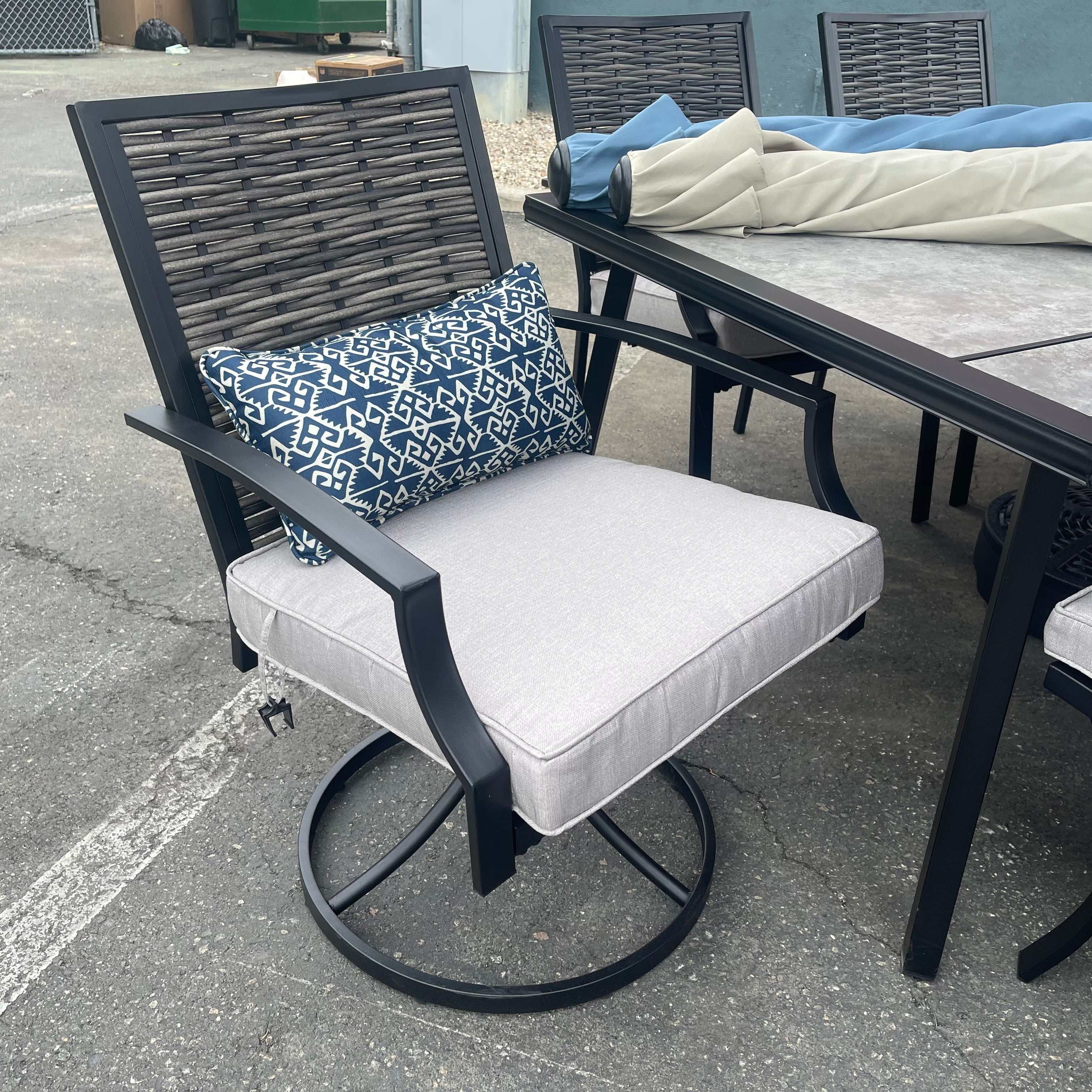 Sintra Black & Gray Outdoor Swivel Armchair (Set of 2) - Image 7