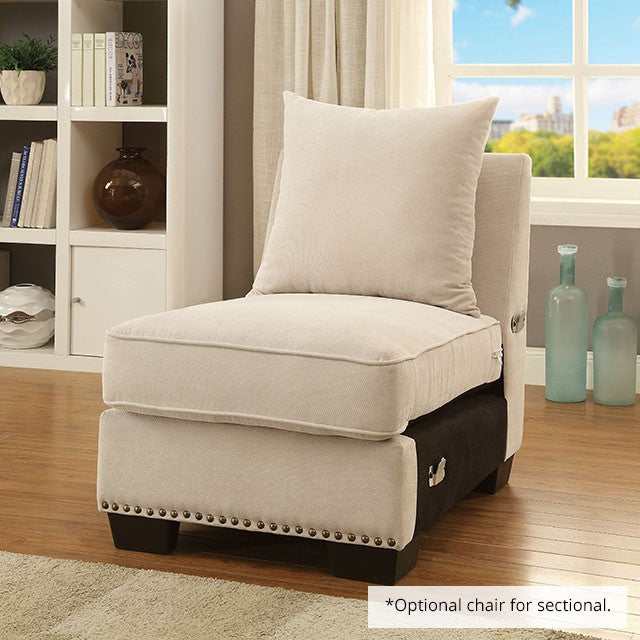 Skyler Beige Armless Chair - Image 3
