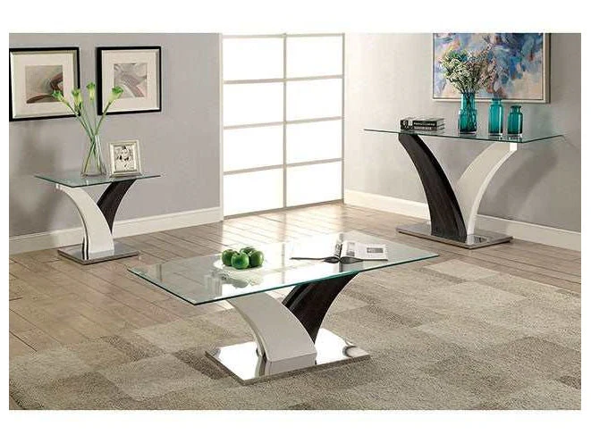 Sloane White/Dark Gray/Chrome End Table