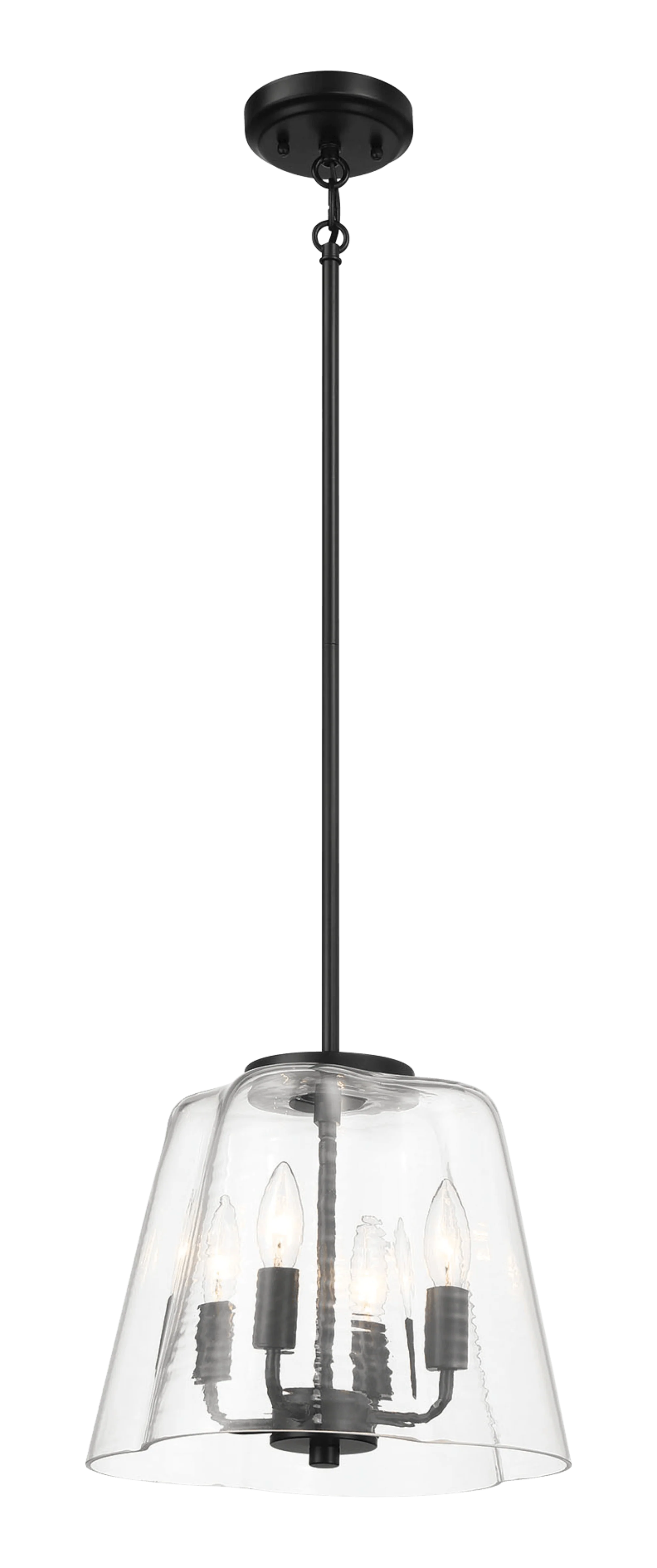 Soiree Four Candle Lights Pendant With Clear Glass - Black Finish - Image 2