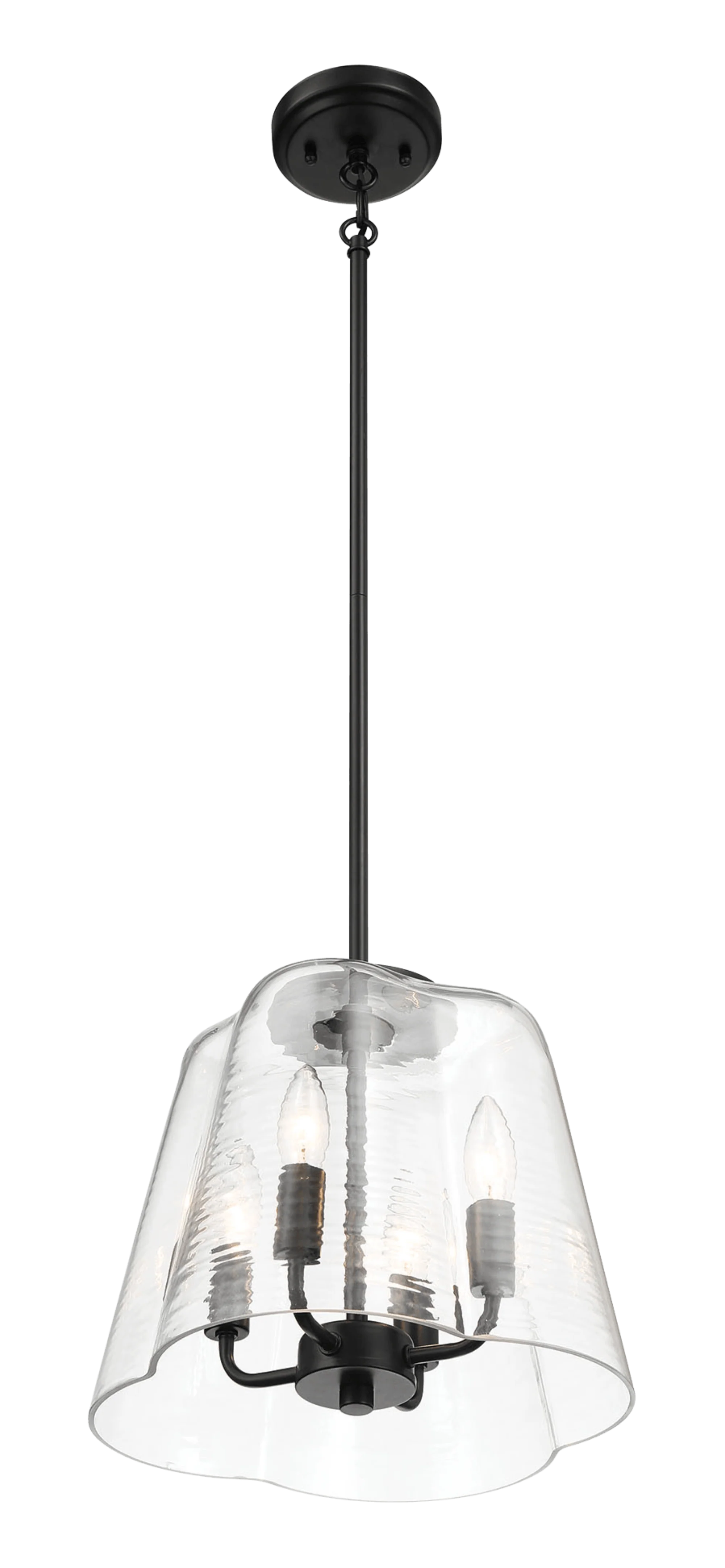 Soiree Four Candle Lights Pendant With Clear Glass - Black Finish - Image 4