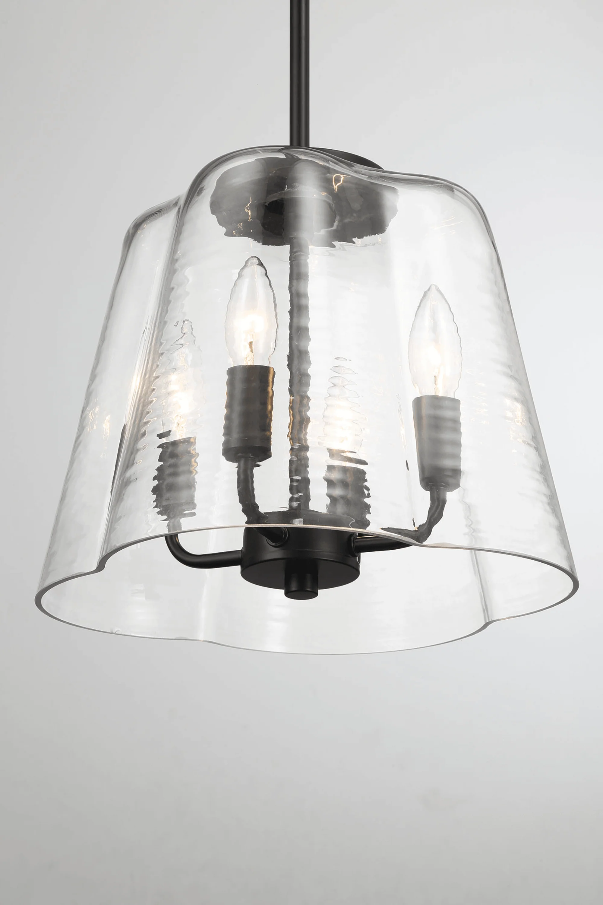 Soiree Four Candle Lights Pendant With Clear Glass - Black Finish - Image 5