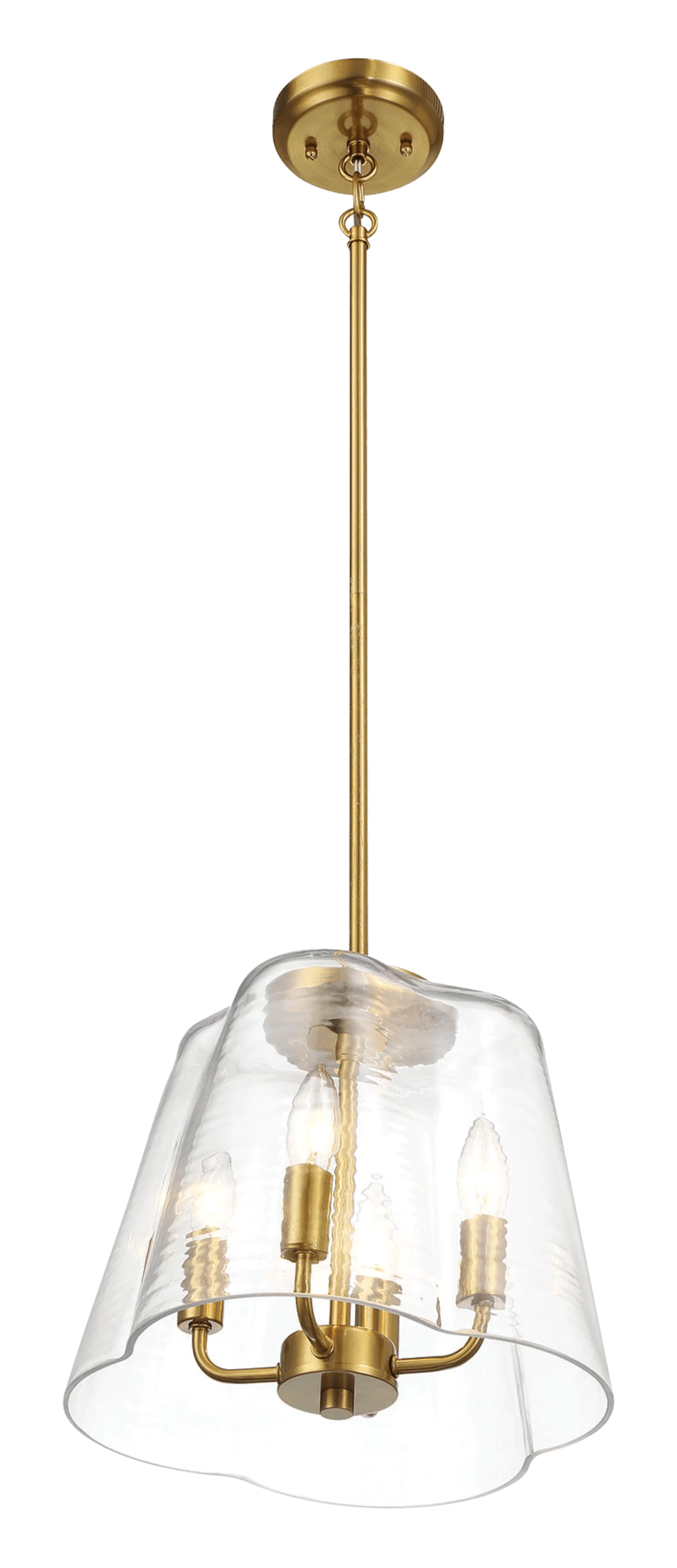 Soiree Four Candle Lights Pendant With Clear Glass - Satin Brass - Image 4