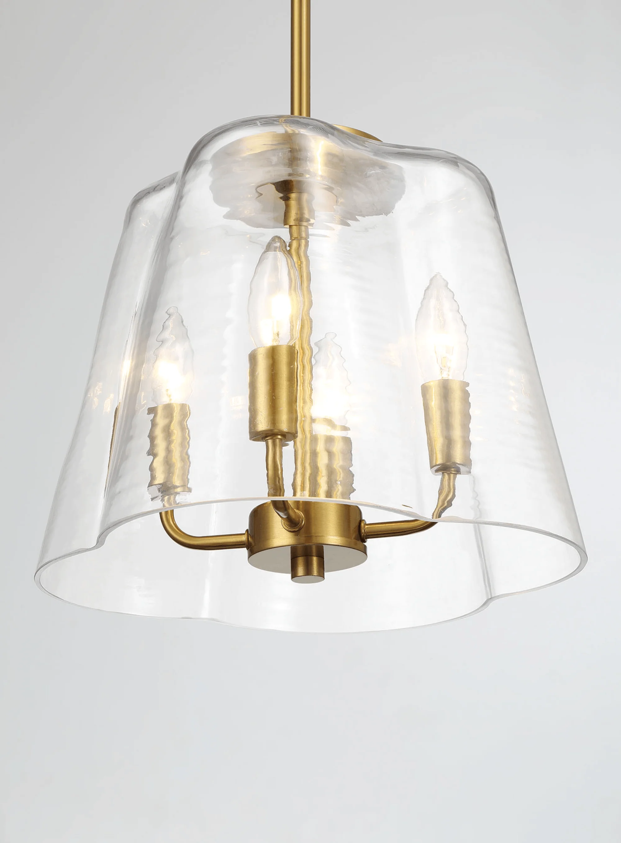 Soiree Four Candle Lights Pendant With Clear Glass - Satin Brass - Image 5