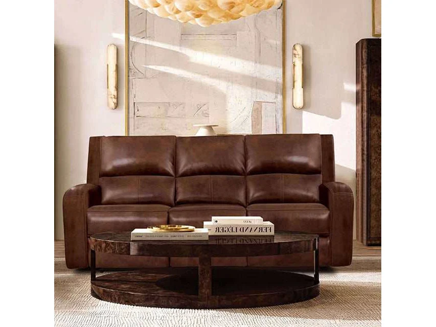 Soterios Brown Top Grain Leather Match Power Reclining Sofa