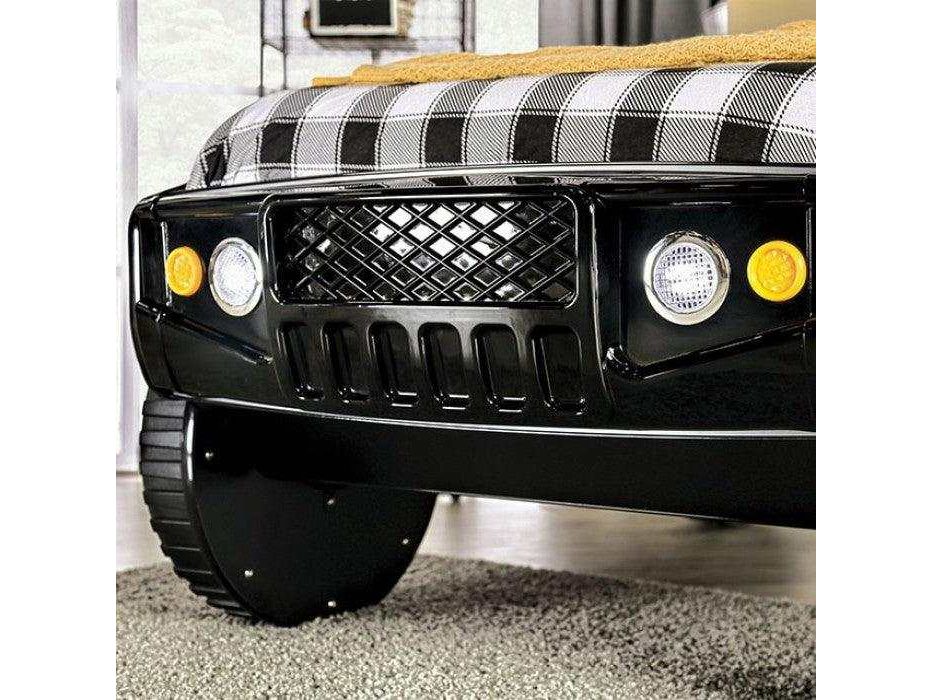 Speed Jump Black Off-Road Twin Car Bed w/ LED Headlights - Image 5