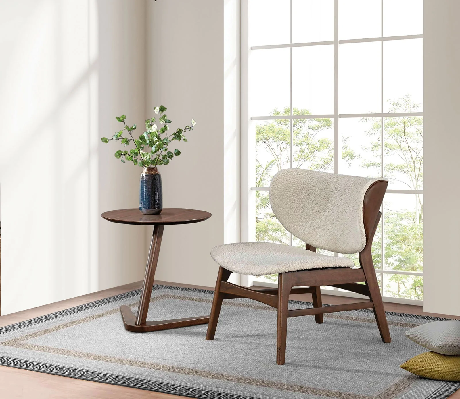 Spiez Walnut/Beige Accent Chair - Image 2