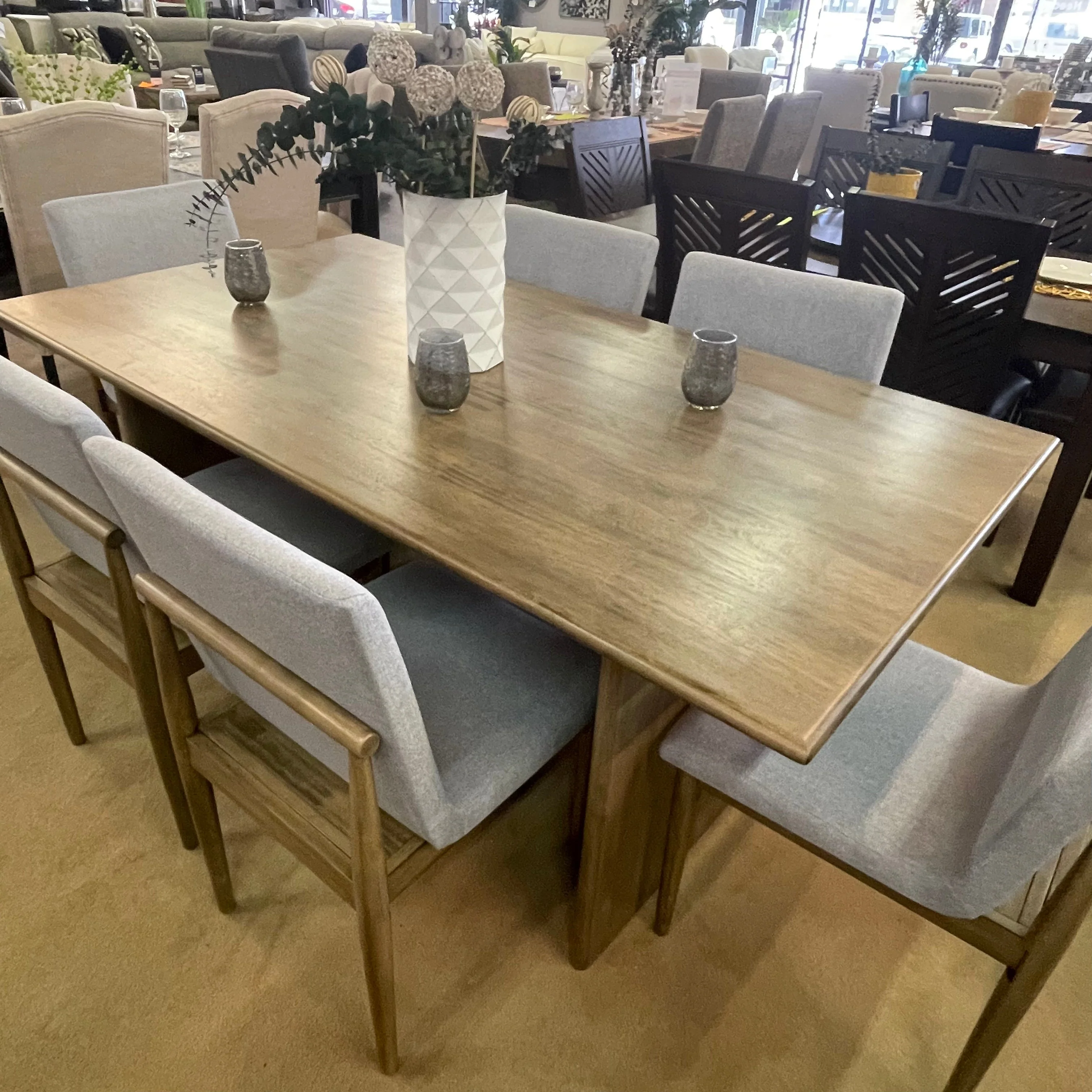 St Gallen Natural Tone & Light Gray Dining Table - Image 4