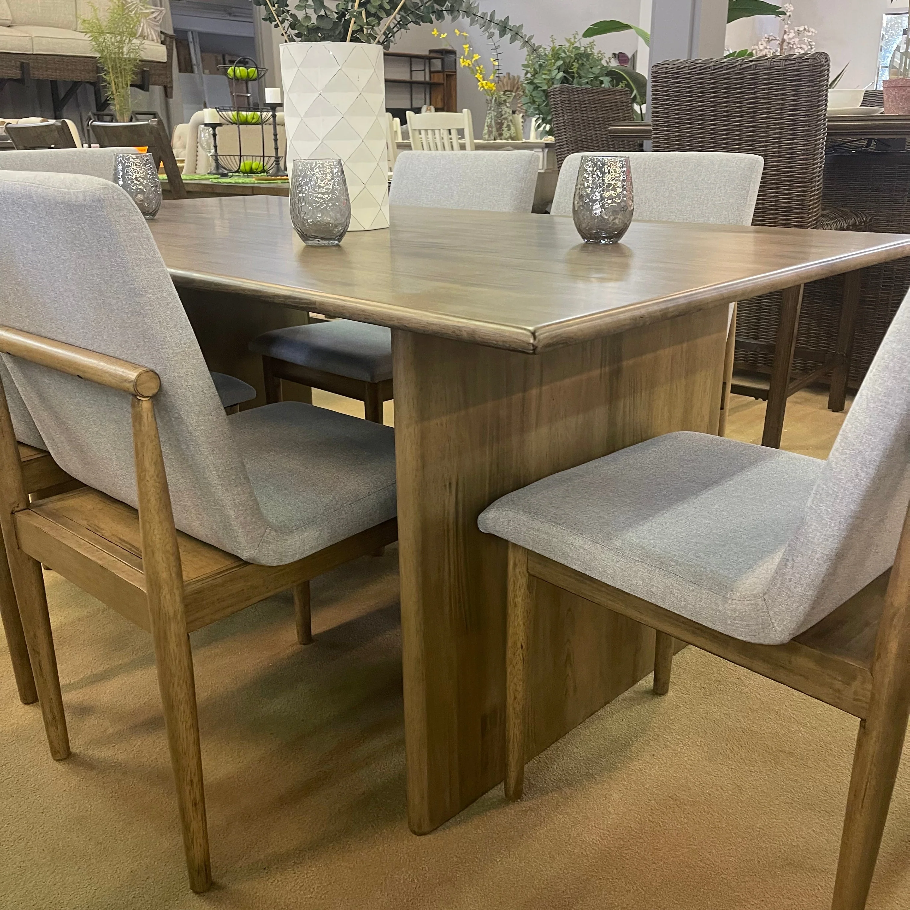 St Gallen Natural Tone & Light Gray Dining Table - Image 6