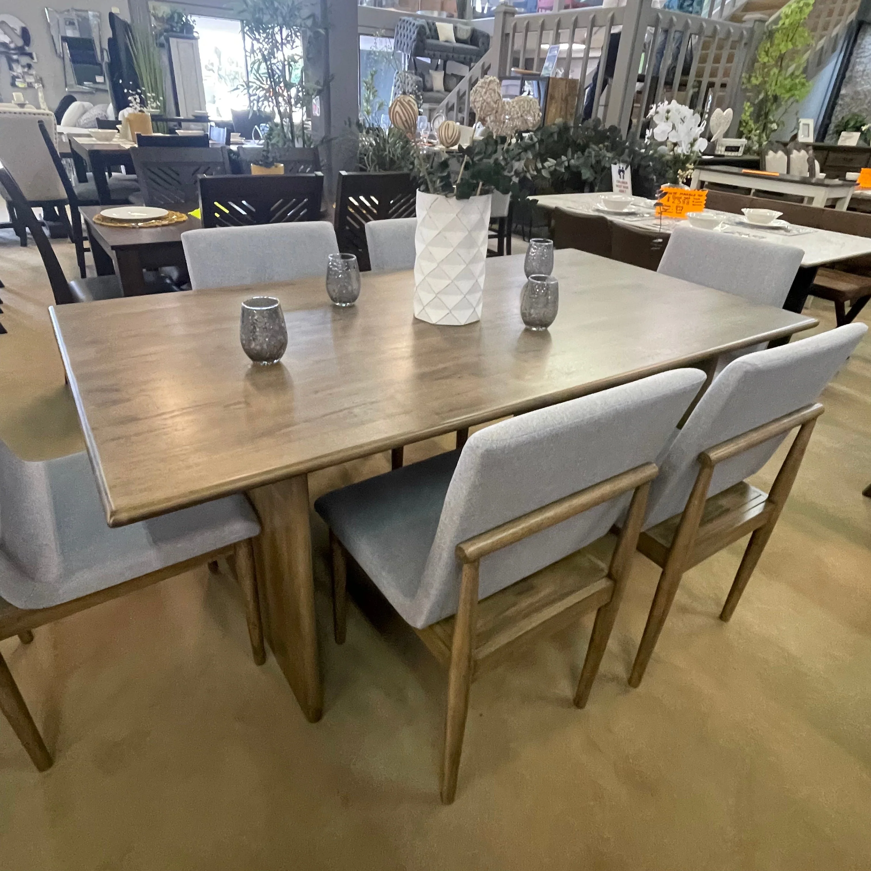 St Gallen Natural Tone & Light Gray Dining Table - Image 7