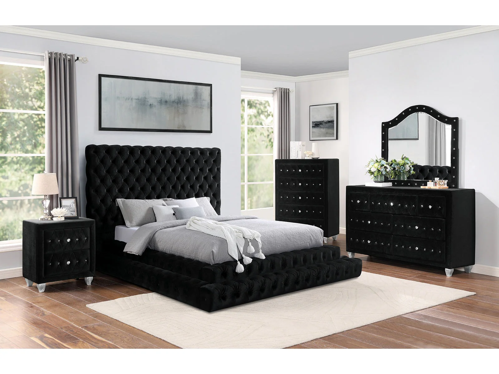Stefania Black 4 Pc. Queen Bedroom Set