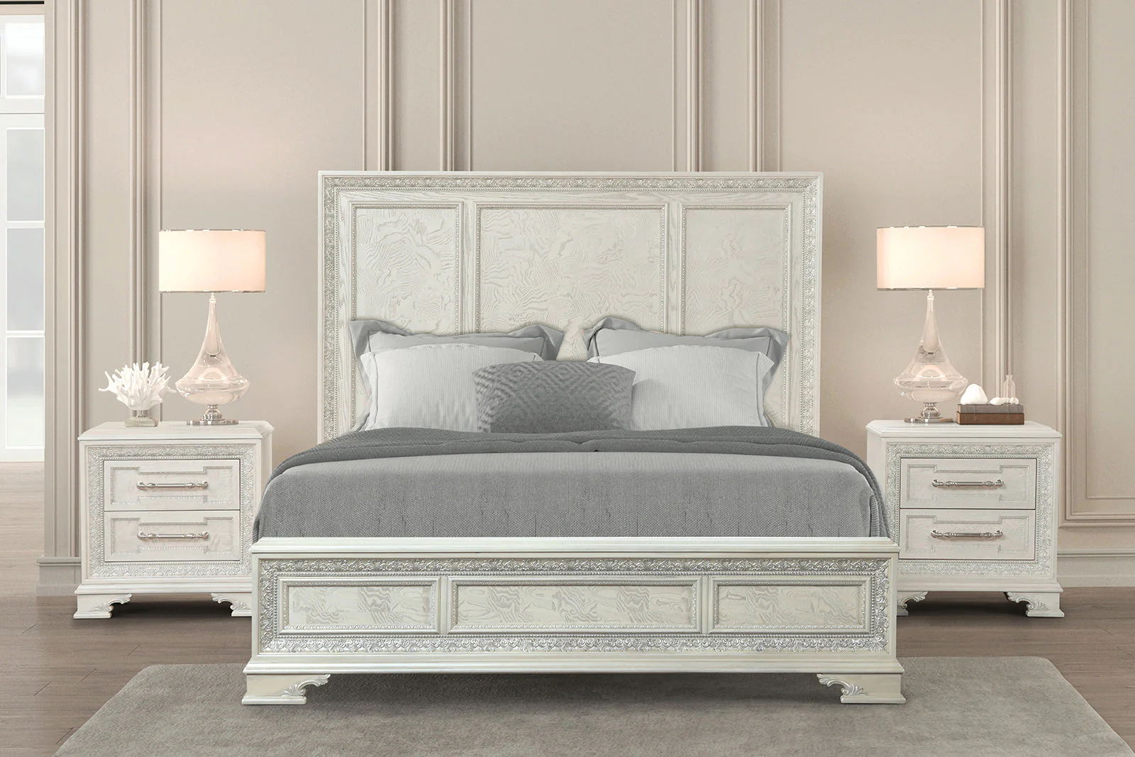 Stella Mia Creamy White Eastern King Bed - Image 8