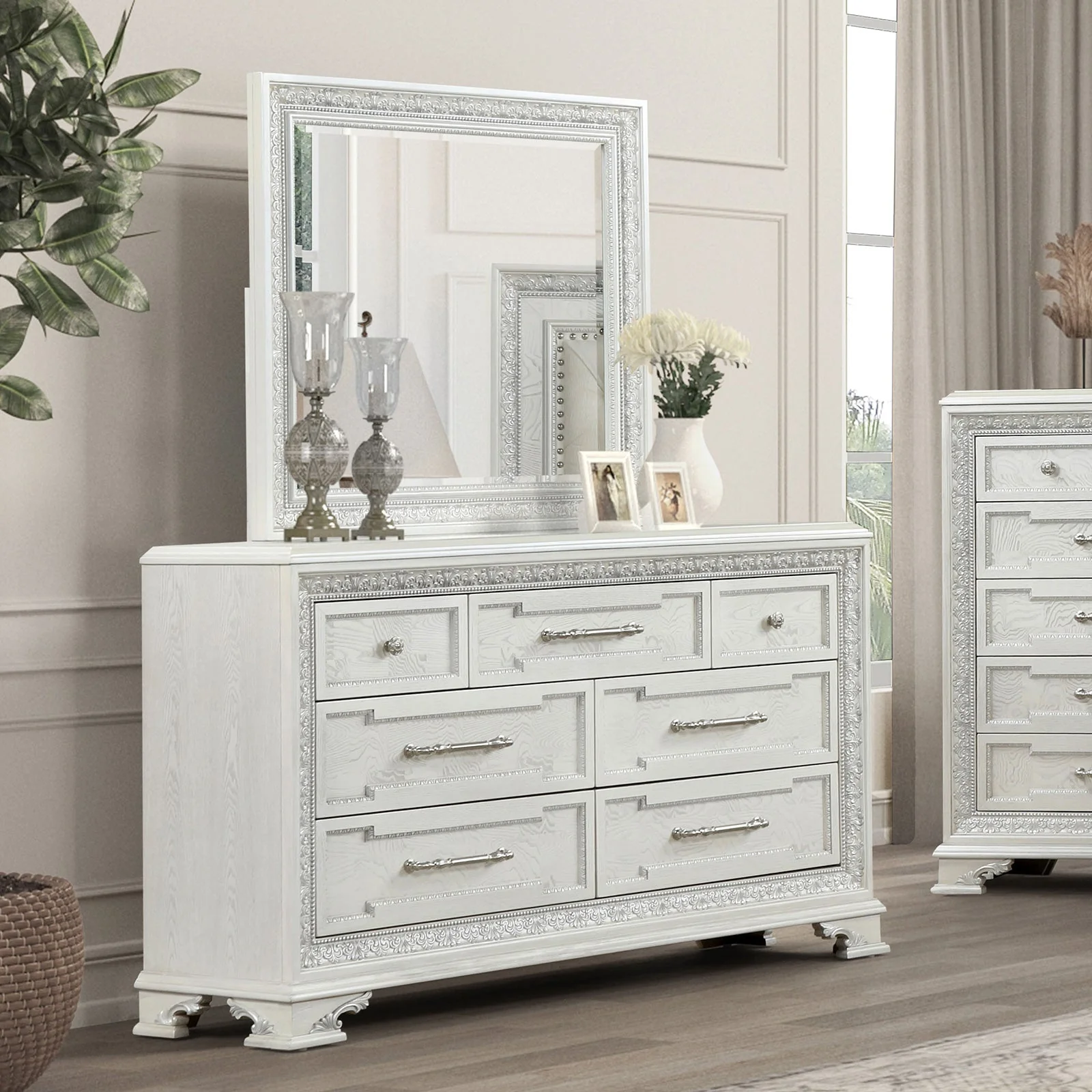 Stella Mia Creamy White Queen 5 Piece Bedroom Set w/2 Nightstands - Image 5