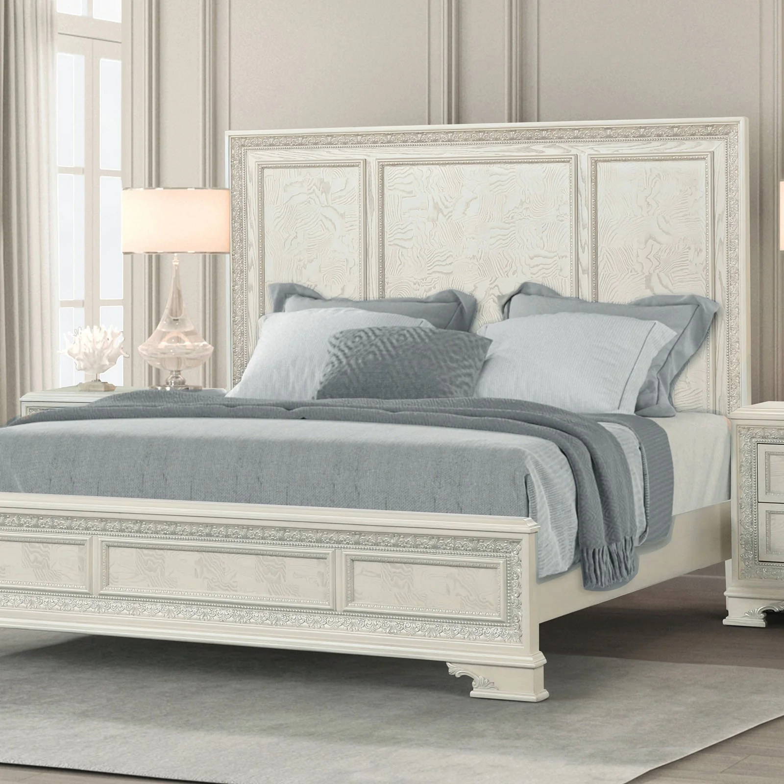 Stella Mia Creamy White Queen 5 Piece Bedroom Set w/Chest - Image 2