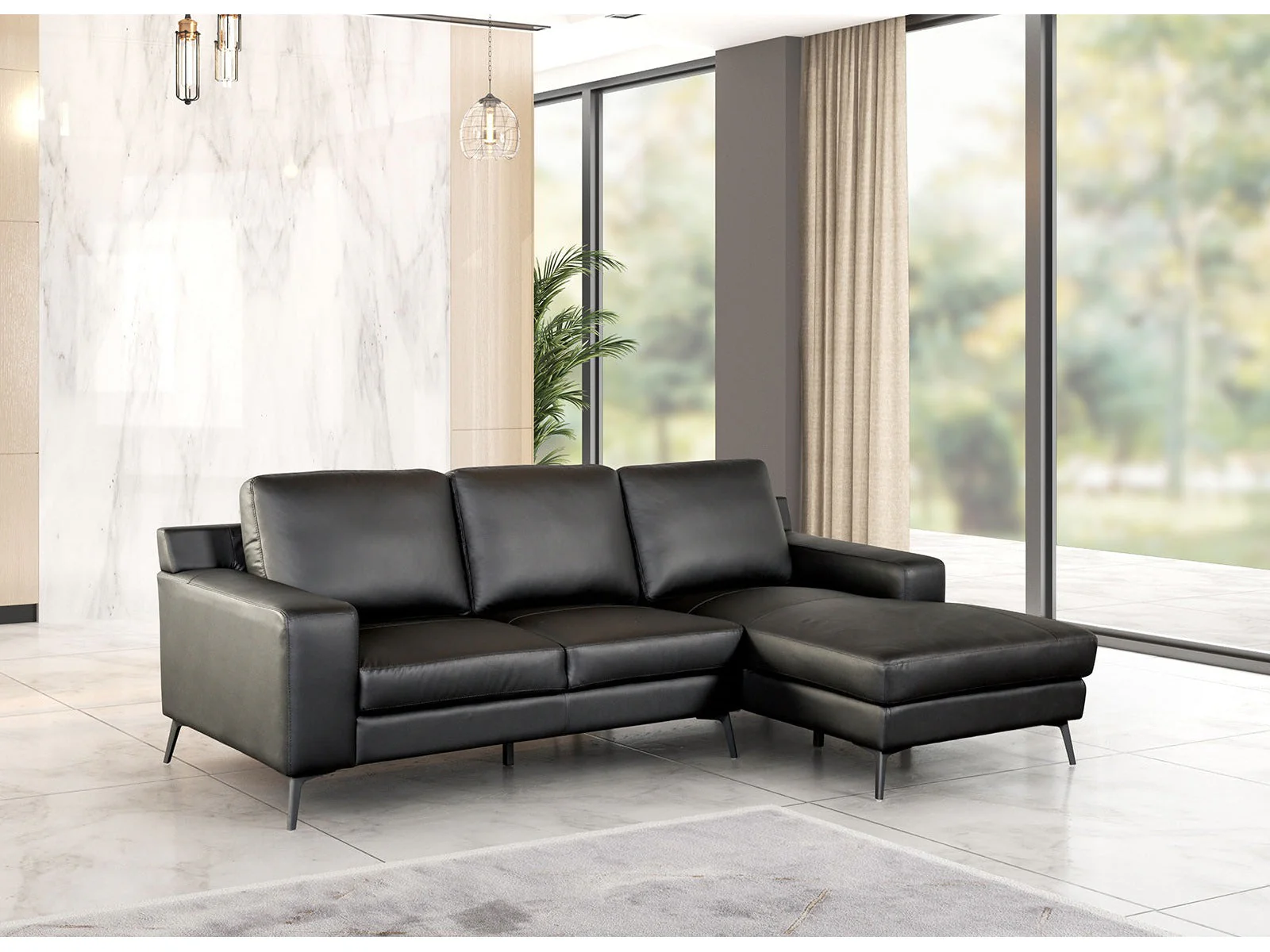 Stordal Black Right-Chaise Sectional