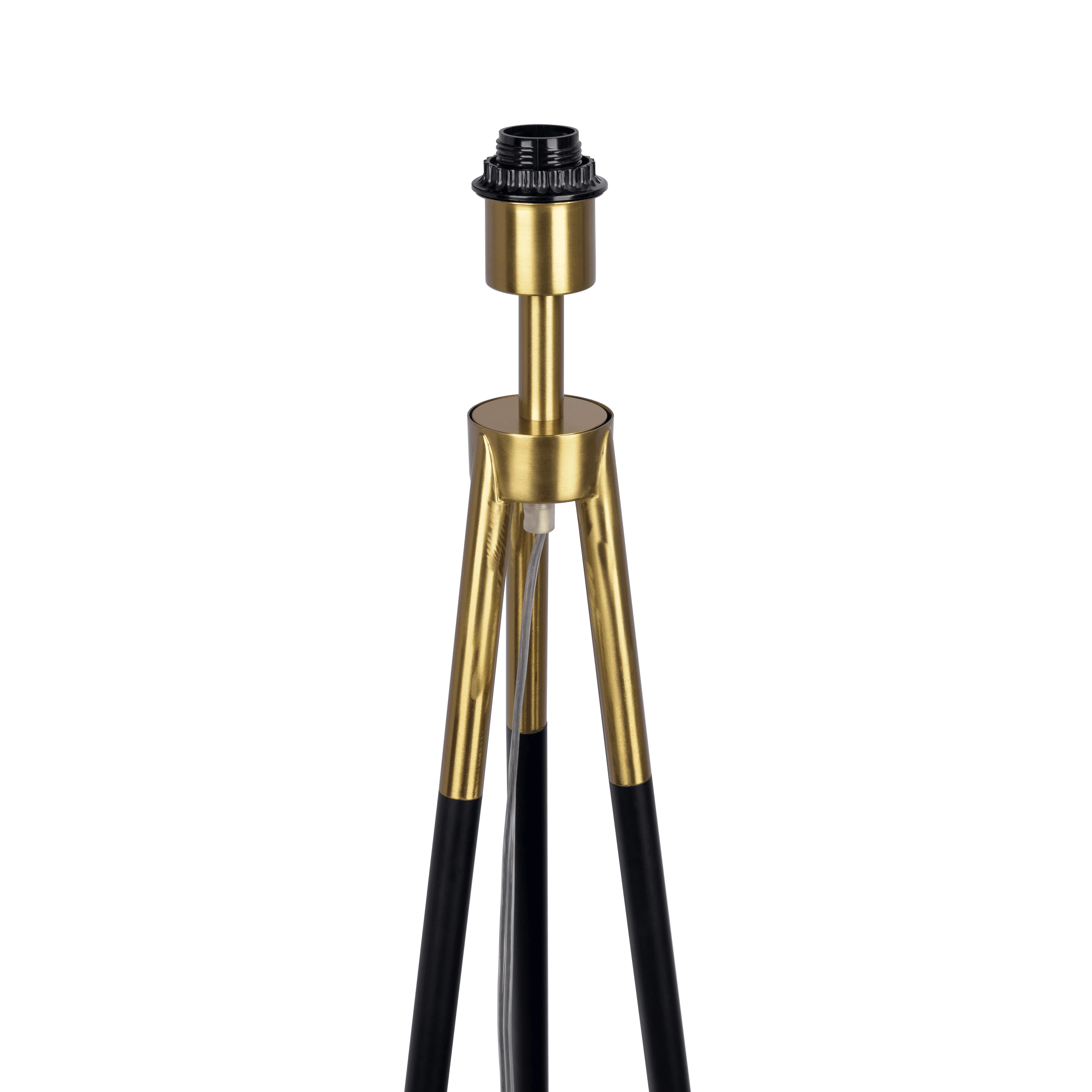 Sway Brassed Gold Floor Lamp with On/Off Switch Triple Legs White Fabric Shade - Image 4