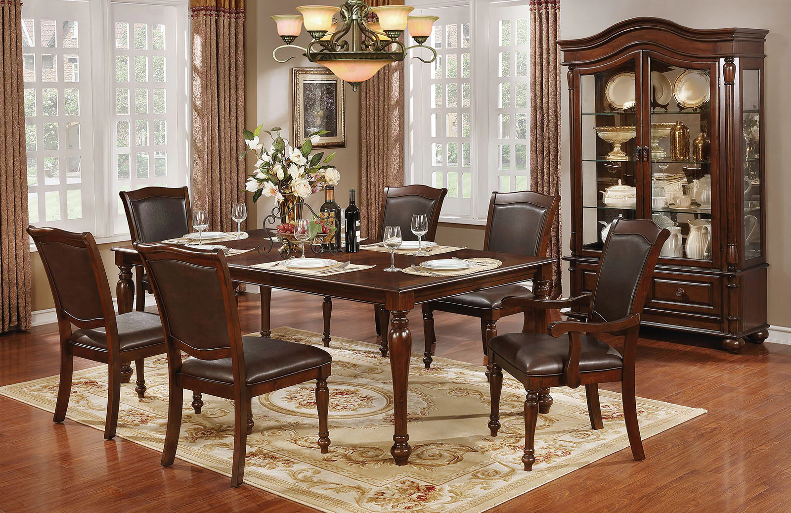 Sylvana Brown Cherry/Espresso 7 Pc. Dining Room Set - Image 2